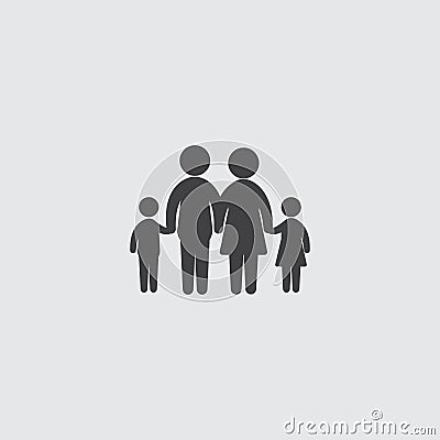 Family icon in a flat design in black color. Vector illustration eps10 Vector Illustration