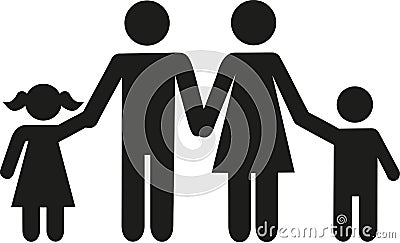 Family icon Parents with children son and daughter Vector Illustration