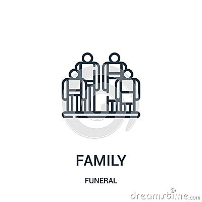 family icon vector from funeral collection. Thin line family outline icon vector illustration. Linear symbol for use on web and Vector Illustration