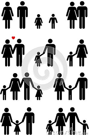 Family Icons (man, woman, boy, girl) Stock Photo