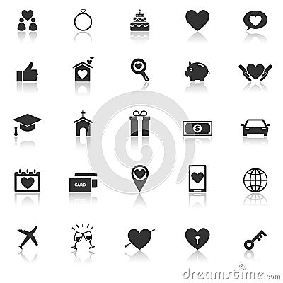 Family icons with reflect on white background Vector Illustration