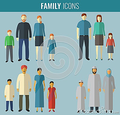 Family icons set. Traditional Culture. Vector Vector Illustration