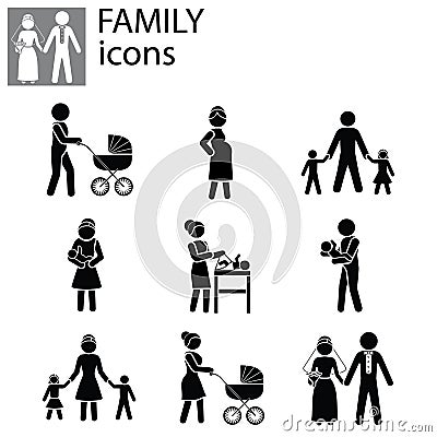 Family icons set vector Vector Illustration