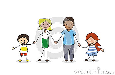 Family illustration- father, mother boy and girl Vector Illustration