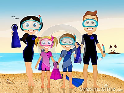 Family immersion Cartoon Illustration