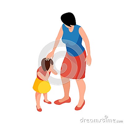 Family Isometric Icon Cartoon Illustration