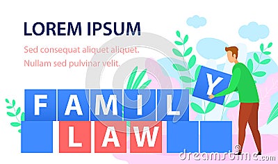Family Law, Judiciary Flat Banner Vector Template Vector Illustration