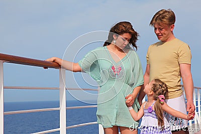 Family leisure with children at sea on yacht Stock Photo