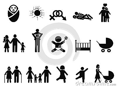 Family life icons set Vector Illustration