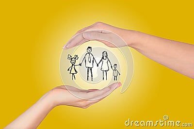 Family life insurance,Property insurance and security concept , Protecting Stock Photo