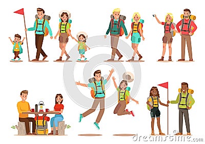 Family lifestyle. Family travel time. Happy family go to Camping. Vector illustration design Vector Illustration