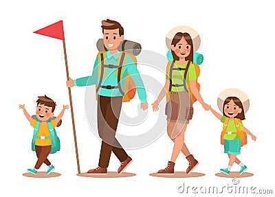 Family lifestyle. Family travel time. Happy family go to Camping. Vector illustration design. no2 Vector Illustration