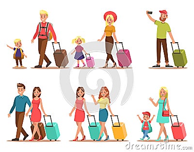 Family lifestyle. Family travel time. Happy family go to travel. Vector illustration design Vector Illustration