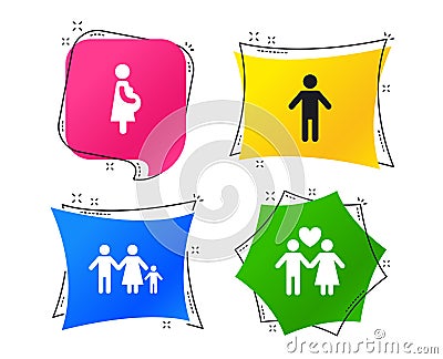 Family lifetime icons. Couple love and pregnancy. Vector Vector Illustration