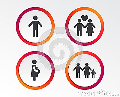 Family lifetime icons. Couple love and pregnancy. Vector Illustration