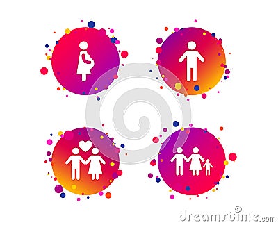 Family lifetime icons. Couple love and pregnancy. Vector Vector Illustration