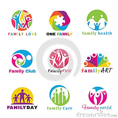 Family logo circle art vector set design Vector Illustration