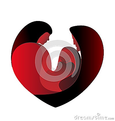 Family love in a big heart Vector Illustration