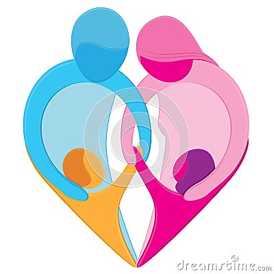 Family Love Heart Symbol Vector Illustration