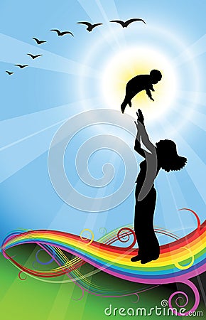 Family love women, child Vector Illustration