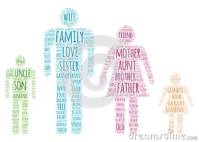 Family love word cloud members variant Stock Photo