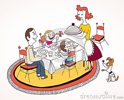 Family lunch Vector Illustration