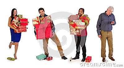 Family with many christmas presents Stock Photo