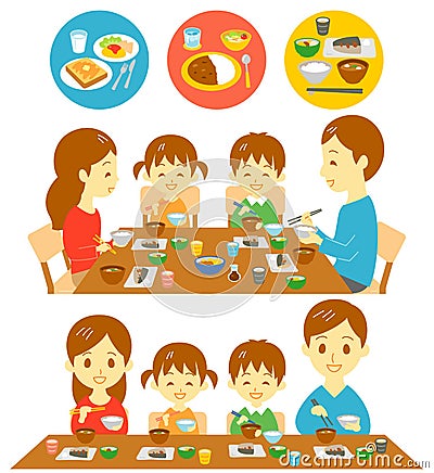 Family Japanese meals Vector Illustration
