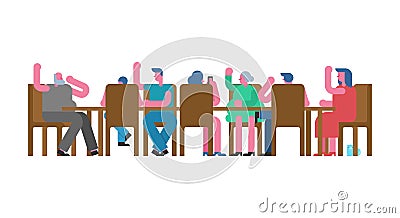 Family meeting Council. Relatives sitting. Family members sit at Vector Illustration