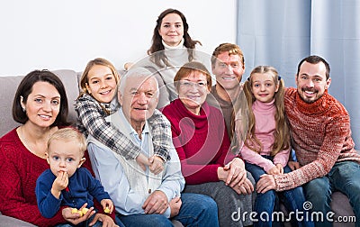 Family members making family photo Stock Photo