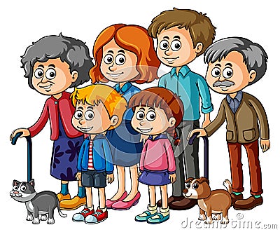 Family members with parents and kids Vector Illustration