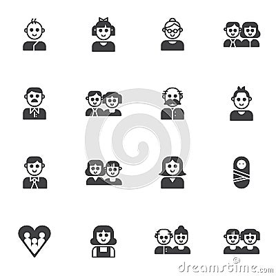 Family members vector icons set Vector Illustration
