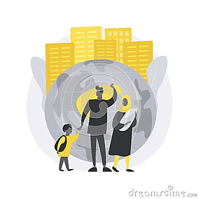 Family migration abstract concept vector illustration. Vector Illustration