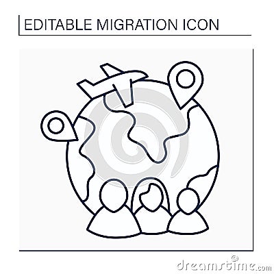 Family migration line icon Vector Illustration