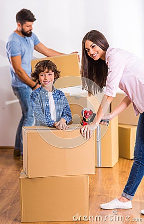 Family moving home Stock Photo