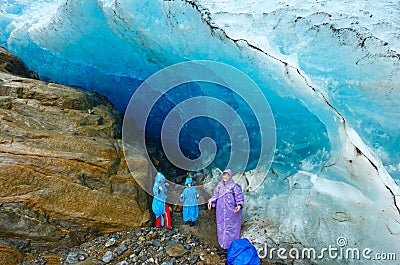 Family near Svartisen glacier (Norway) Stock Photo