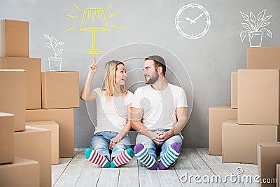 Family New Home Moving Day House Concept Stock Photo