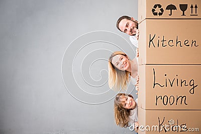 Family New Home Moving Day House Concept Stock Photo