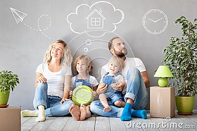 Family New Home Moving Day House Concept Stock Photo