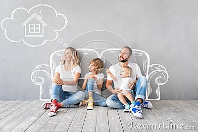 Family New Home Moving Day House Concept Stock Photo