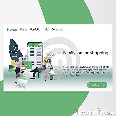 Family online shopping, website page template Vector Illustration