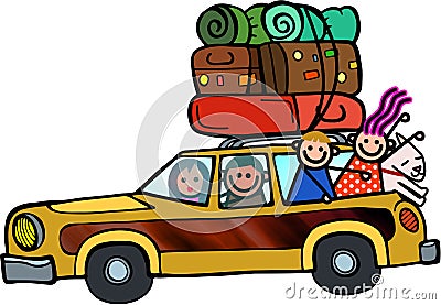 Family Outing Happy Doodle Cartoon Stock Photo