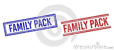 Rubber Textured FAMILY PACK Stamps with Double Lines Vector Illustration