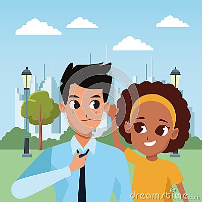 Family parent and children cartoons Vector Illustration