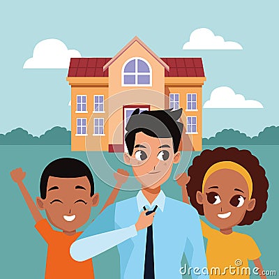 Family parent and children cartoons Vector Illustration