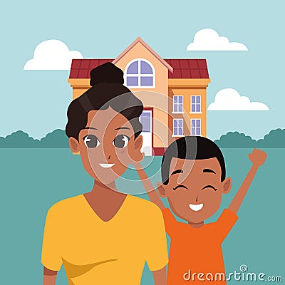 Family parent and children cartoons Vector Illustration