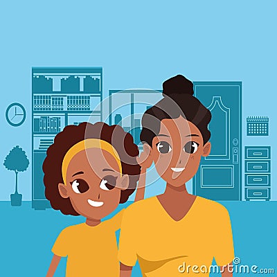 Family parent and children cartoons Vector Illustration