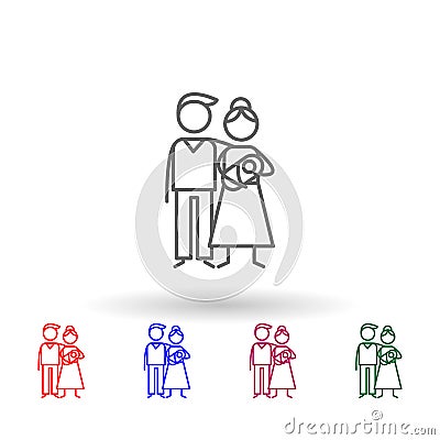 Family, parents, baby multi color icon. Simple thin line, outline vector of family life icons for ui and ux, website or mobile Stock Photo