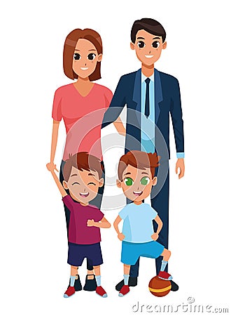 Family parents and childrens cartoons Vector Illustration