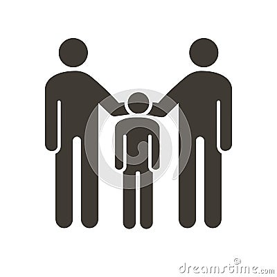 Family with parents and kid icon. Vector flat glyph illustration. For concepts of family union, adopting a child, same sex Vector Illustration